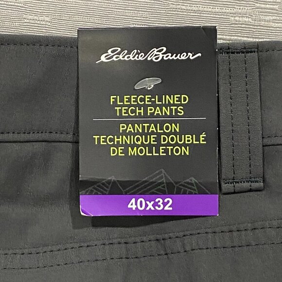 Eddie Bauer Fleece Lined Tech Pants Mens 40 x 32 Gray Water Repellent Insulated - Picture 9 of 15